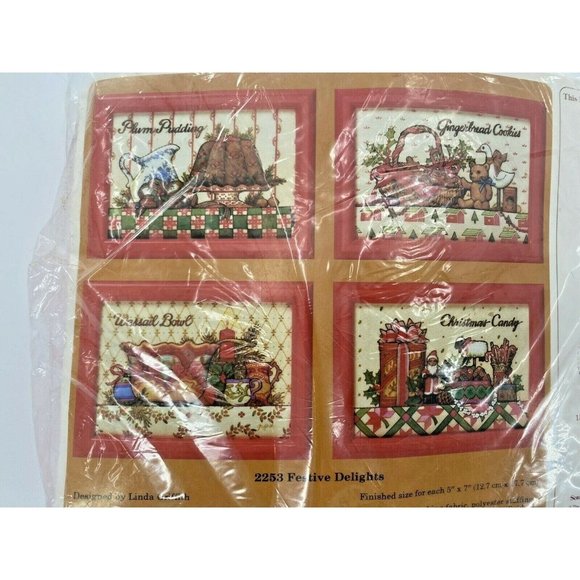 Vintage Creative Circle #2253 Festive Delights Christmas Crewel Embroidery Kit - Picture 2 of 6